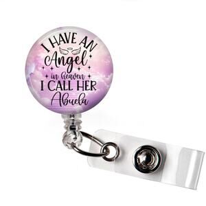 Badge Reel Angel in Heaven Abuela Memorial Retractable ID Name Holder